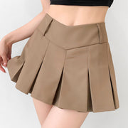 Women's Preppy Style Hot Girl Sexy V Waist Ultra Short Anti-exposure A- Line Skirt