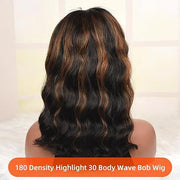 European And American Ladies Brown Highlight Medium Short Curly Hair