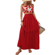 New Fashion Printed Tube Top Large Swing Dress Women's Suit Elegant Girls