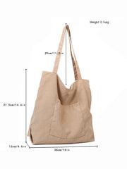 Corduroy Cloth Versatile Large Capacity Shoulder Bag Literary Handbag