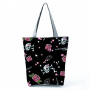 Portable Large Capacity Skull Printed Handbag