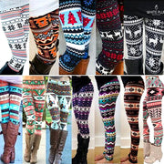 Fashion Women's Leggings Pants Print High Waist Leggings Happy Christmas Party Long Pants 18 Color Ladies Xmas Trousers
