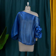 Sexy Sloping Shoulder Lantern Sleeves Plus Size Commuter Loose Casual All-match Shirt Top Women