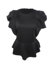 Women's Summer Hot Style Ruffled Hem Short Sleeve
