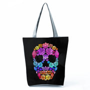 Portable Large Capacity Skull Printed Handbag