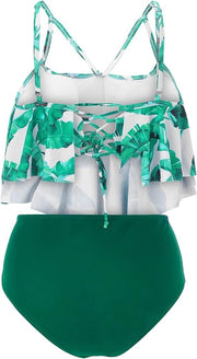 Swimsuit Double Layer Lotus Leaf Tropical Rain Forest High Waist Split Swimsuit