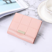 Women's Short Three Fold Multiple Card Slots Large Capacity Zipper Coin Purse