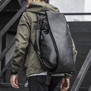 New promotion Korean men's pu shoulder bag men's leather fashion trend casual simple college men's backpack cross-border