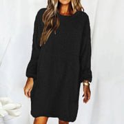 Loose Long-sleeved Plush Sweater Dress