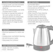 Pixel 2 Liters First Boiling Electric Kettle - Stainless Silver(1 YR WRNTY)