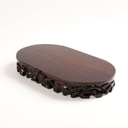 Ornamental Stone Base Solid Wood Shelf Flowerpot Decoration