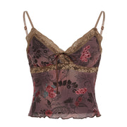 American Retro Flower Print Camisole