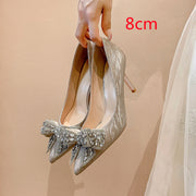 Women's Stiletto Rhinestone Bow High Heels