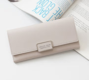Women's wallet Korean version of the three fold long buckle clasp bag multi-card position pu leather wallet