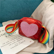 Peach heart laser baby shoulder bag