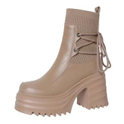 New British Style Muffin Thick Bottom Knitting Strap Martin Boots For Women