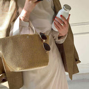 Women's beach portable straw bag