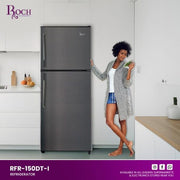 Roch 150 Liters Double Door Top Freezer Defrost Fridge - Inox (2YRS WRNTY)