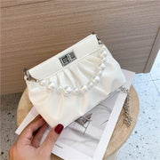 All-match Pearl Hand Pleated Cloud Bag Women's Shoulder Bag