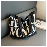 Large Capacity Canvas Bag Women Letter Printed Shoulder Travel Simple Handbags Travel Casual Daily Shopping Bags Totes