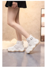 Woolen Cotton Thick Bottom Elevator Shoes Student Sports High Top