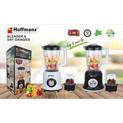 Hoffmans 2-in-1 Blender & Dry Grinder High-Performance 600W Motor with Large Capacity Jar HM- 177 - White/Black