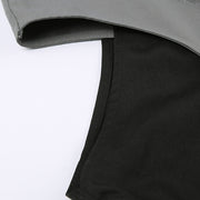 Street Chic Hollow-out Cross Design Contrast Color High Waist Woven Pants
