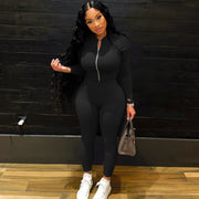 Women's Clothing New Stand Collar Long-sleeve Zipper Top High Waist Slim Fit Skinny Trousers Suit For Women