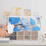 Girls Simple Japanese Large-capacity Storage Bag Transparent Pencil Case