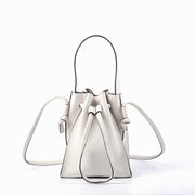 New Half-handmade Bucket Bag First Layer Soft Cowhide Drawstring Shoulder Bag For Women