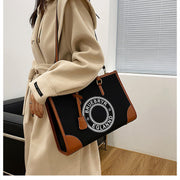 Women's Large-capacity Canvas Printed Letter Crossbody Shoulder Tote Bag
