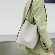 Fashion All-match Crossbody Special-interest Design Cowhide Bucket Bag