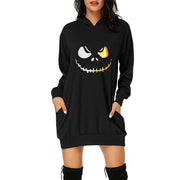 Christmas printed mid-length pocket hooded long-sleeved sweater