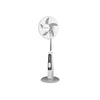 SPJ Solar Rechargeable Pedestal Fan with Built-in Light, USB Charger, and Dual DC Outputs - White & Grey