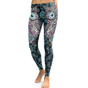 NADANBAO Leggings Women Cool Owl Digital Print Flower Fitness Workout Leggins Slim Elastic Plus Size Pant Legins