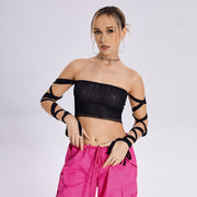 Womens Elastic Cross Arm Solid Color Straps Tank Top Casual Summer Ladies Slim Top