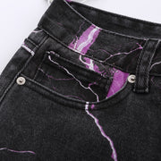 Lightning Print Tie-dye Jeans For Men On The Street