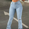 Fashion High Waist Ripped Denim Pencil Pants