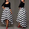women's one-piece collar two-piece suit skirt long-sleeved shirt + striped skirt
