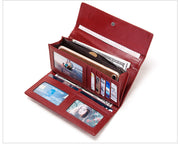 Long Cowhide Multiple Card Slots Coin Pocket RFID Anti-magnetic Women's Handbag