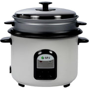 SPJ 1.8 Liter Electric Rice Cooker With Steamer, Stainless Steel Lid, Non-Stick Aluminium Inner Pot, Automatic Keep Warm Function- White