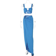 Women's Sling Bandeau Slim-fit Fold Split Skirt Suit