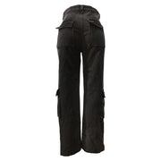 Ripped Burnt-out Workwear Bag Slightly Flared Denim Trousers