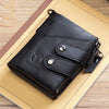 Men's Genuine Leather Retro Zipper Tri-fold Cowhide Wallet