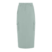 Women's Fashion Drawstring Elastic Waist Double Pocket Cotton High Waist Skirt