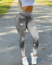 Women's Quick-drying Skinny Running Imitation Denim Yoga Pants