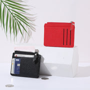 Women's Bag Holder Zipper Solid Color Lychee Pattern Business Cards