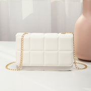 Plaid Embossed Small Square Bag Solid Color Tassel Big Chain Mobile Phone Bag