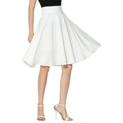 New Arrival Fashion Women Solid Flared Retro Casual Knee Length Pleated Midi Office Work Skirt