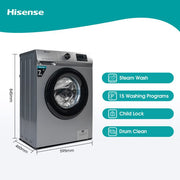 Hisense 9kg Automatic Front Loading Washing Machine - (3Yrs Wrnty)